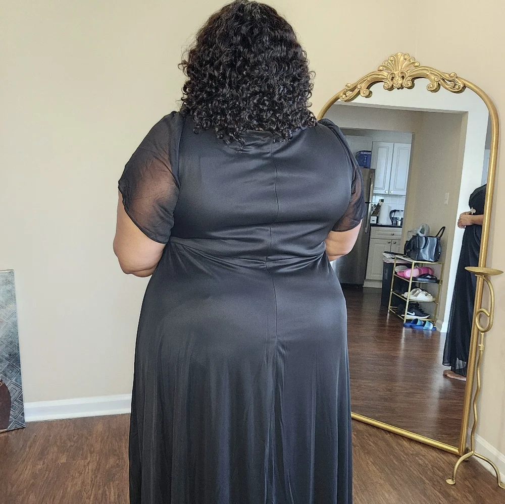 Chiffon A-Line Ruffle Sleeve Evening Dress - Picture 12 of 13